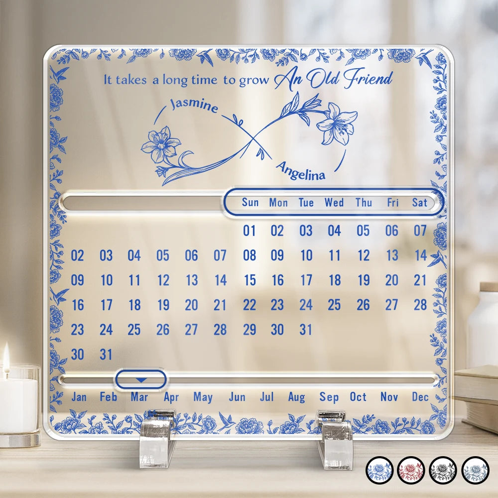 Gift For Bestie,Gift For Sisters,Gift For Mother,Mom - Daughters (Young),Christmas,Love - Forever Bound By Infinity - Personalized Acrylic Perpetual Desk Calendar