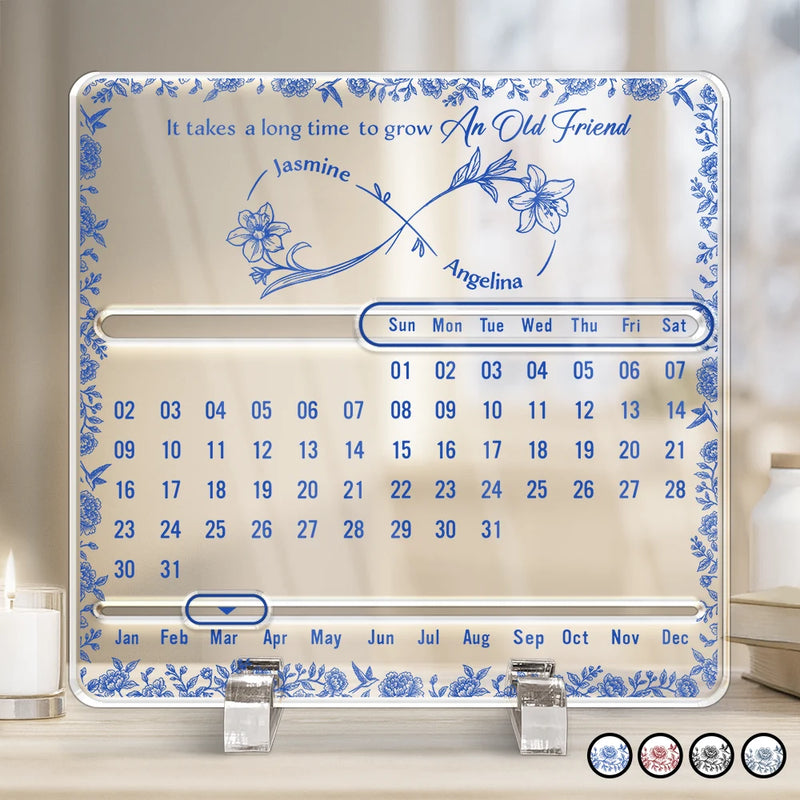 Gift For Bestie,Gift For Sisters,Gift For Mother,Mom - Daughters (Young),Christmas,Love - Forever Bound By Infinity - Personalized Acrylic Perpetual Desk Calendar