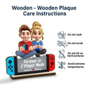 Gift For Couples,Gift For Husband,Gift For Wife,Gift For Boyfriend,Gift For Girlfriend,Happy - Forever In 2 Player Mode - Personalized Custom Shaped 2-Layered Wooden Plaque
