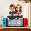 Gift For Couples,Gift For Husband,Gift For Wife,Gift For Boyfriend,Gift For Girlfriend,Happy - Forever In 2 Player Mode - Personalized Custom Shaped 2-Layered Wooden Plaque