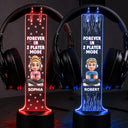 Gift For Couples, Gaming, Romantic, Vector - Forever In 2 Player Mode Gaming Couple - Personalized Headphone Stand
