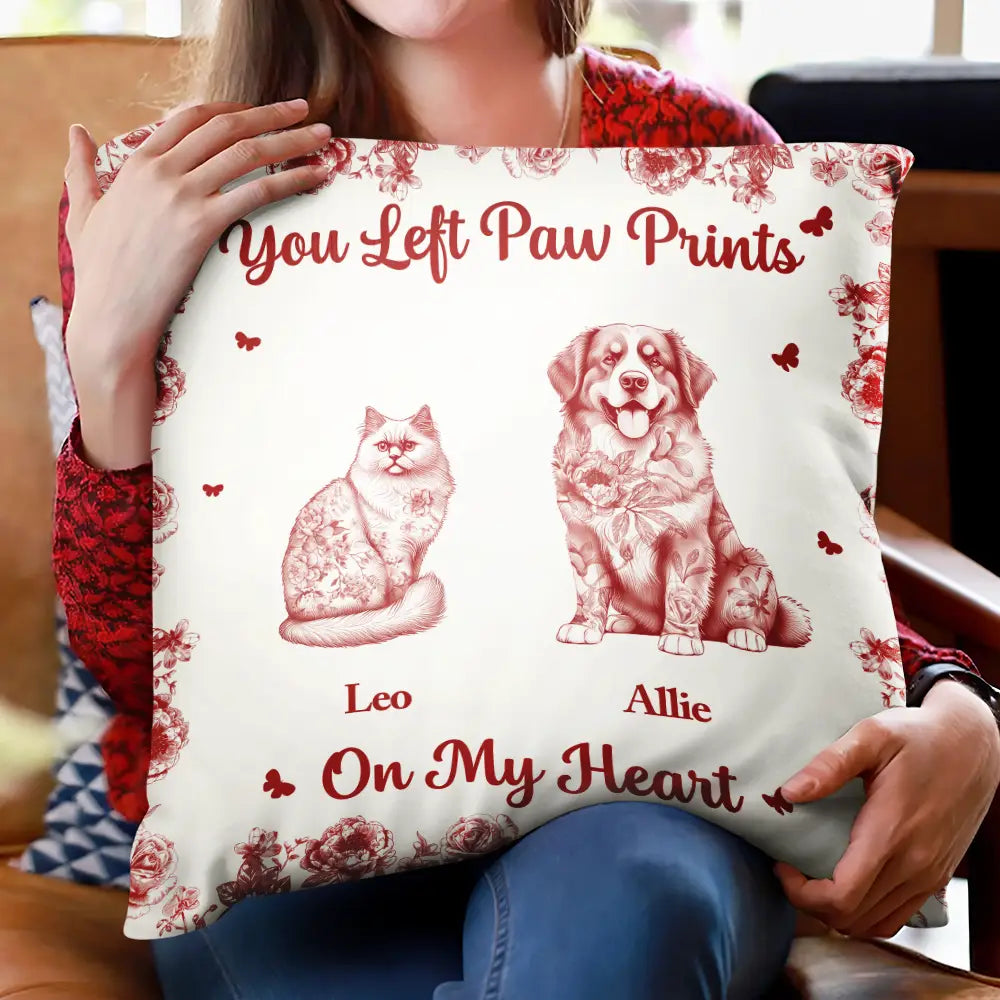 Pet Lovers,Pet Mom,Pet Dad,Pet Couple,Dog Lovers,Dog Mom,Dog Dad,Dog Couple,Cat Lovers,Cat Mom,Cat Dad,Cat Couple,Gift For Couples,Gift For Women,Gift For Men,Memorial,Sad - Forever In My Heart Toile Dog Cat Memorial - Personalized Pillow