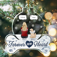 Christmas, Memorial, Pet Lovers, Sad - Forever In Our Hearts Pet Memorial - Personalized Custom Shaped Acrylic Ornament