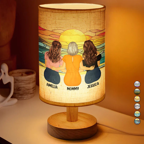 Happy,Gift For Grandma,Gift For Mother,Gift For Women,Mom,Children,Gift For Wife - Forever Love Mom And Her Children - Personalized Fabric Lamp