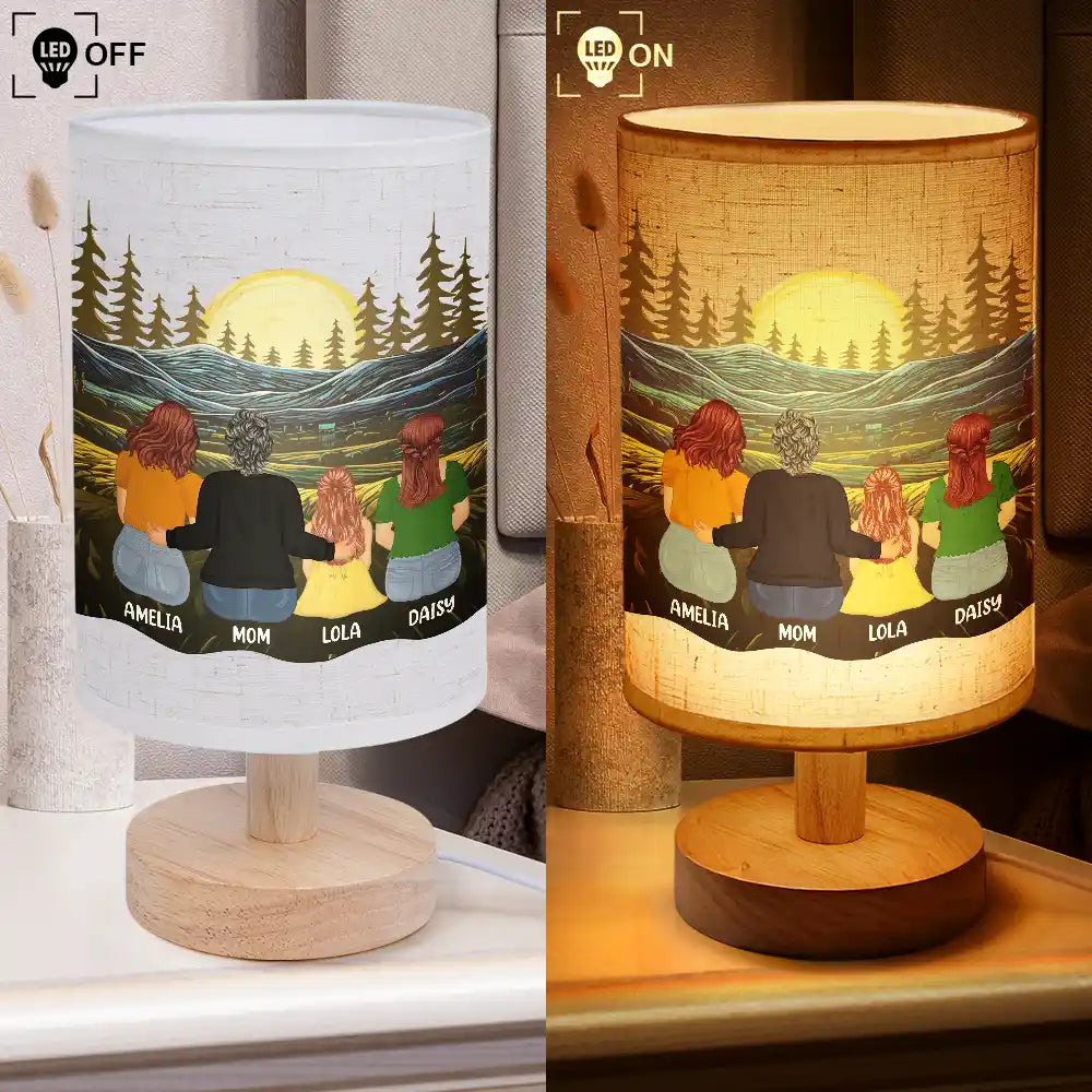 Happy,Gift For Grandma,Gift For Mother,Gift For Women,Mom,Children,Gift For Wife - Forever Love Mom And Her Children - Personalized Fabric Lamp