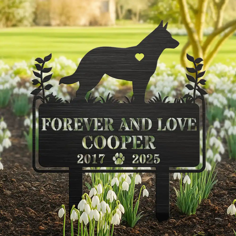 Memorial,Sad,Dog Lovers,Dog Mom,Dog Dad - Forever Loved Dog Memorial - Personalized Metal Garden Stake