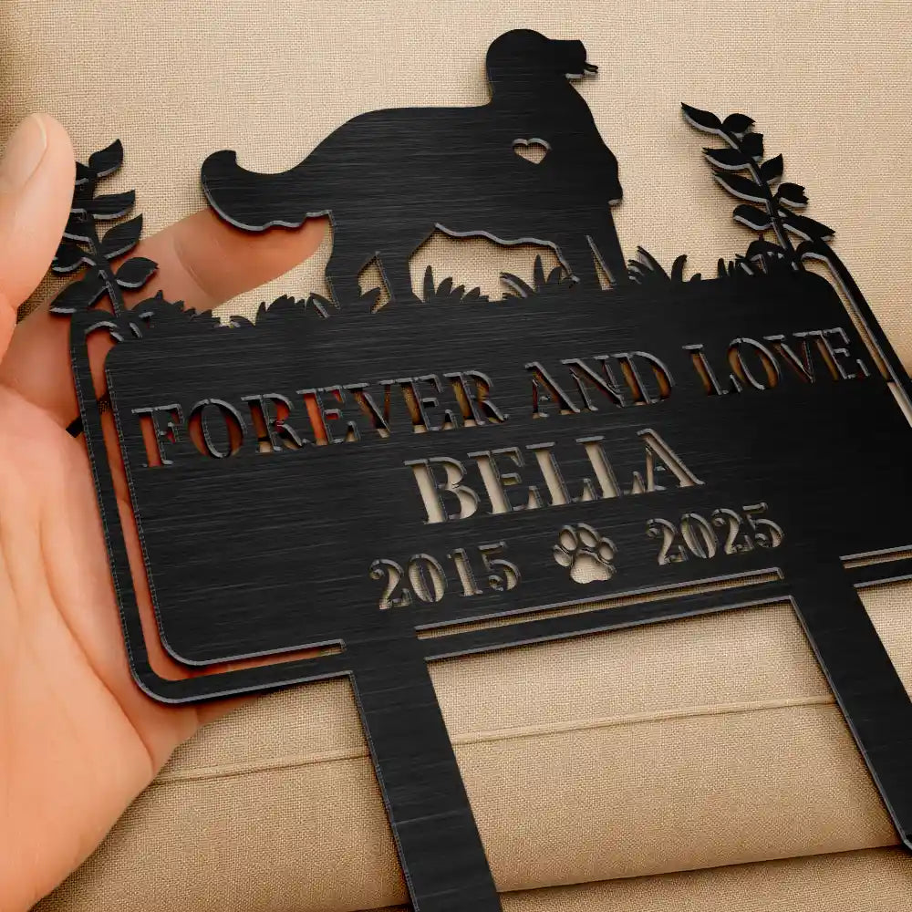 Memorial,Sad,Dog Lovers,Dog Mom,Dog Dad - Forever Loved Dog Memorial - Personalized Metal Garden Stake