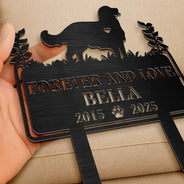 Memorial,Sad,Dog Lovers,Dog Mom,Dog Dad - Forever Loved Dog Memorial - Personalized Metal Garden Stake