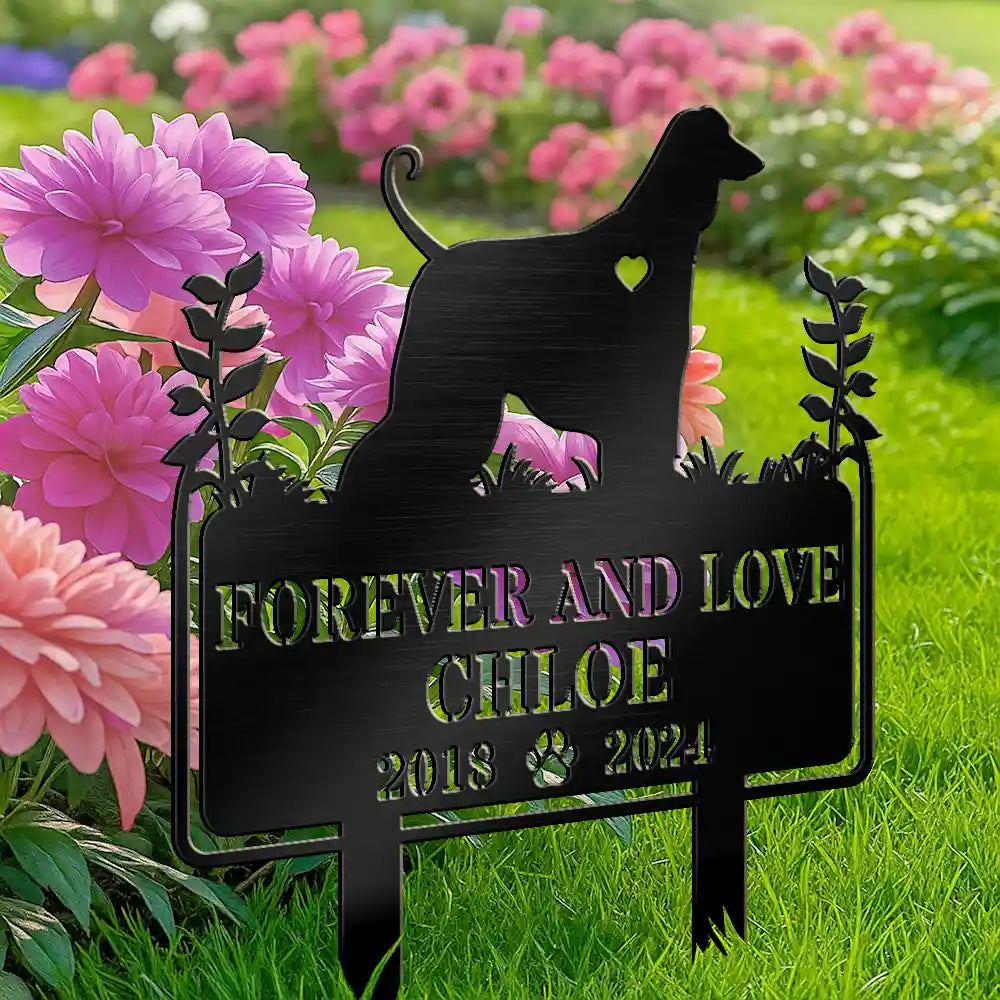 Memorial,Sad,Dog Lovers,Dog Mom,Dog Dad - Forever Loved Dog Memorial - Personalized Metal Garden Stake