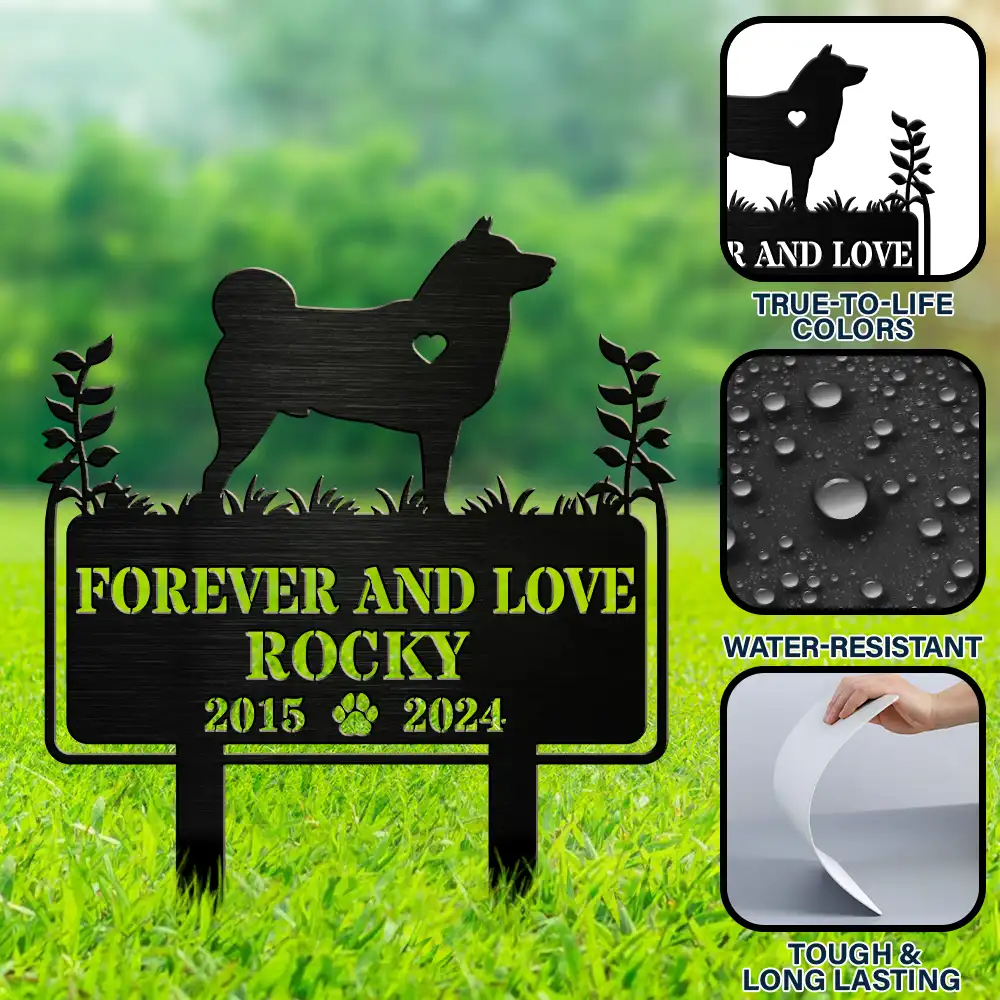 Memorial,Sad,Dog Lovers,Dog Mom,Dog Dad - Forever Loved Dog Memorial - Personalized Metal Garden Stake
