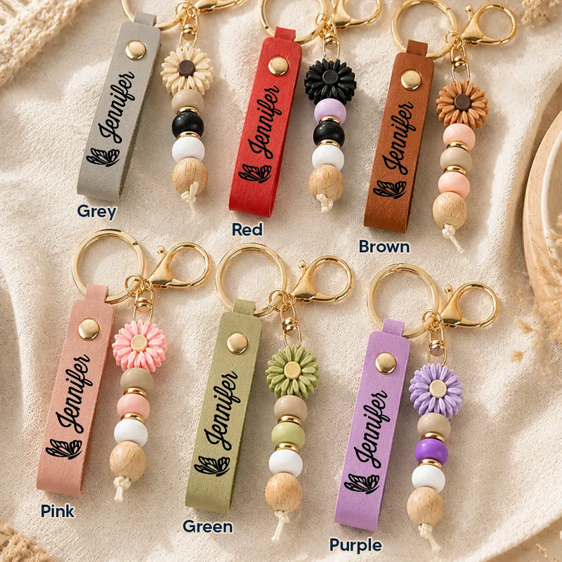 Gift For Yourself, Gift For Women, Memorial, Adorable, Icon - Forever Loved Memorial - Personalized Leather Beaded Keychain