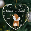 Pet Lovers,Cat Lovers,Dog Lovers,Sad,Memorial - Forever Loved Memorial Dog Cat - Personalized Heart Shaped Glass Ornament