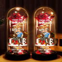 Gift For Couples,Gift For Husband,Gift For Wife,Gift For Boyfriend,Gift For Girlfriend,LGBT,Love - Forever Yours 3D Effect Flannel Couple - Personalized Everlasting Rose Dome Lamp