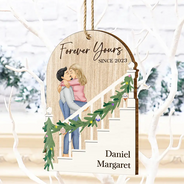 Gift For Couples,Gift For Husband,Gift For Wife,Gift For Boyfriend,Gift For Girlfriend,Christmas,Love - Forever Yours Couples - Personalized Custom Shaped Wooden Ornament