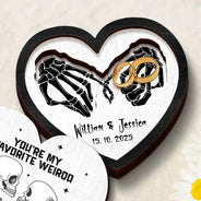 Gift For Husband,Gift For Wife,Gift For Boyfriend,Gift For Girlfriend,Custom Photo,Love,Gift For Couples - Forever & Always Skeleton Couple - Personalized 2-Layered Wooden Ring Dish