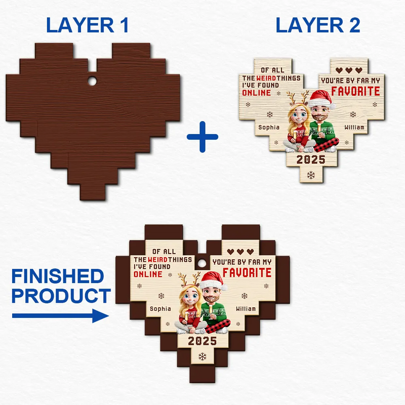 Gift For Couples,Gift For Husband,Gift For Wife,Gift For Boyfriend,Gift For Girlfriend,Love,Christmas - Found Love Online - Personalized 2-Layered Wooden Ornament