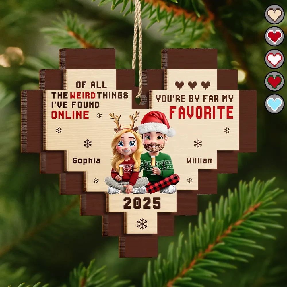 Gift For Couples,Gift For Husband,Gift For Wife,Gift For Boyfriend,Gift For Girlfriend,Love,Christmas - Found Love Online - Personalized 2-Layered Wooden Ornament