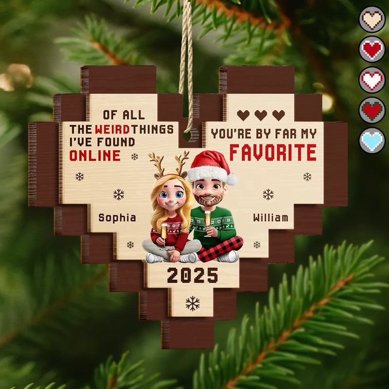 Gift For Couples,Gift For Husband,Gift For Wife,Gift For Boyfriend,Gift For Girlfriend,Love,Christmas - Found Love Online - Personalized 2-Layered Wooden Ornament