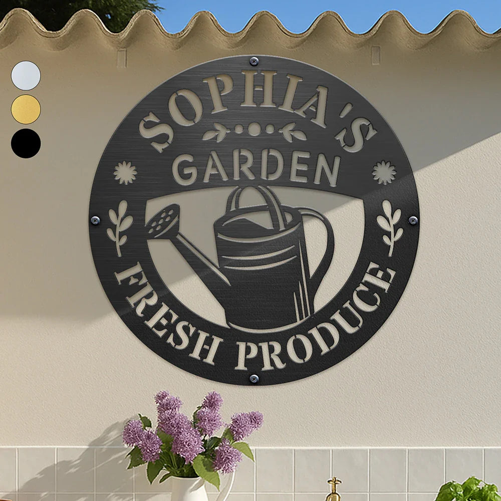Happy,Gardening,Backyard,Gift For Women,Gift For Yourself,Gift For Men - Fresh Produce Garden - Personalized Cutout Metal Sign