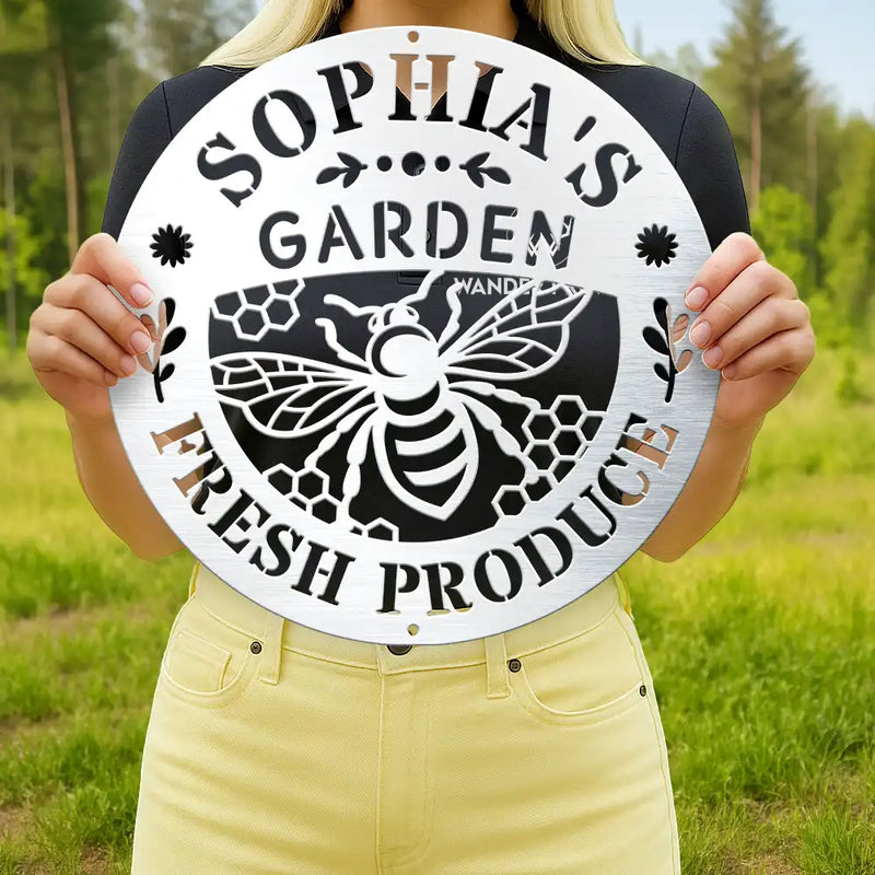 Happy,Gardening,Backyard,Gift For Women,Gift For Yourself,Gift For Men - Fresh Produce Garden - Personalized Cutout Metal Sign