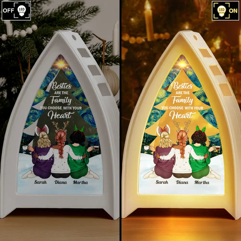 Gift For Bestie,Christmas,Happy - Friends Are The Family You Choose - Personalized Tabletop Lantern Light