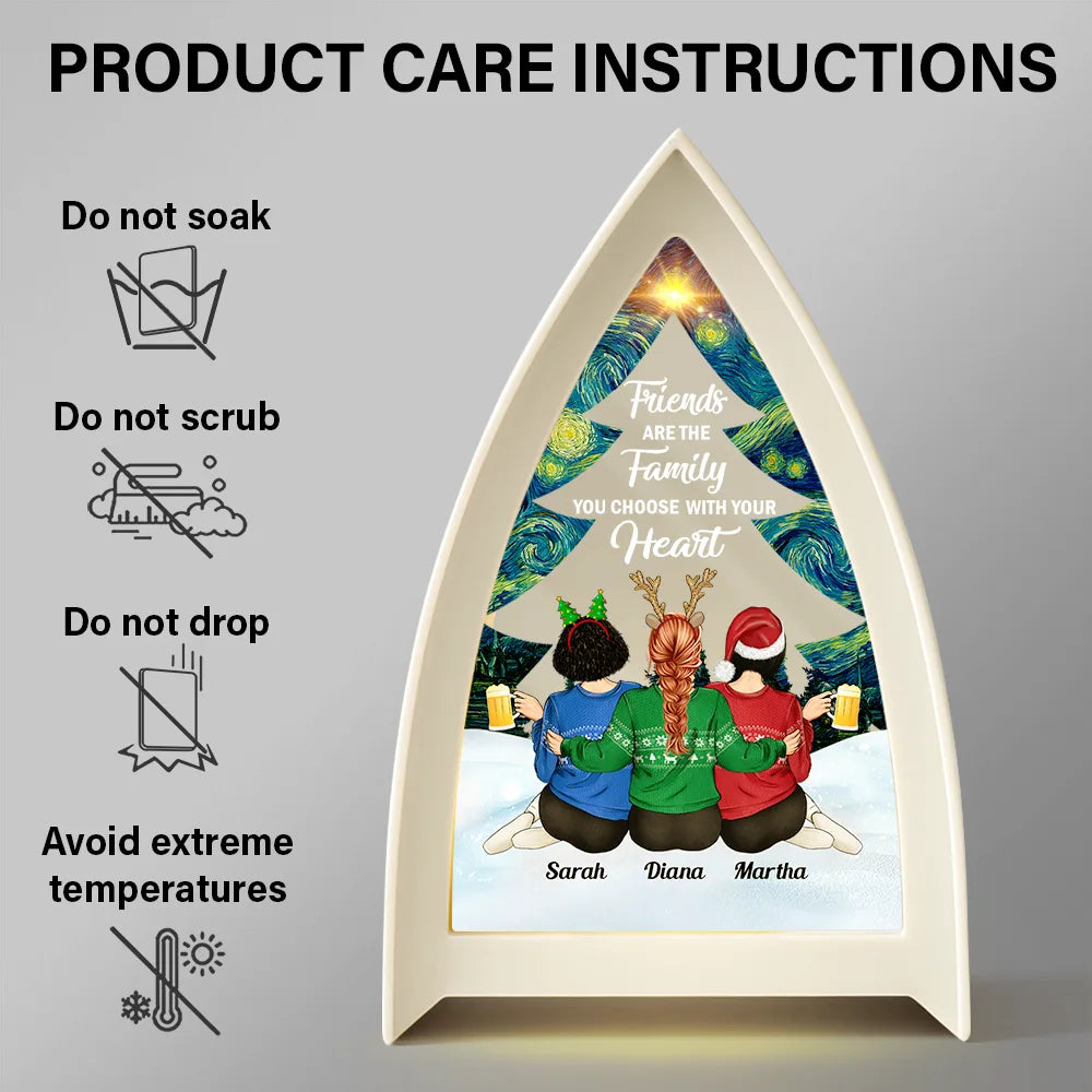 Gift For Bestie,Christmas,Happy - Friends Are The Family You Choose - Personalized Tabletop Lantern Light