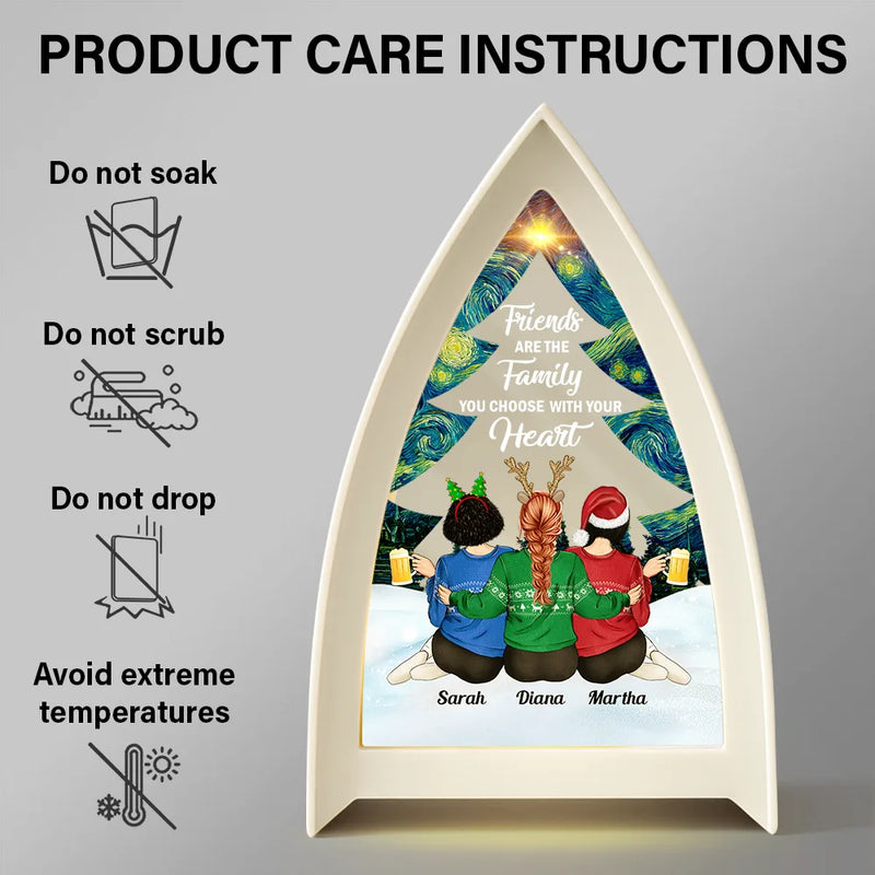 Gift For Bestie,Christmas,Happy - Friends Are The Family You Choose - Personalized Tabletop Lantern Light