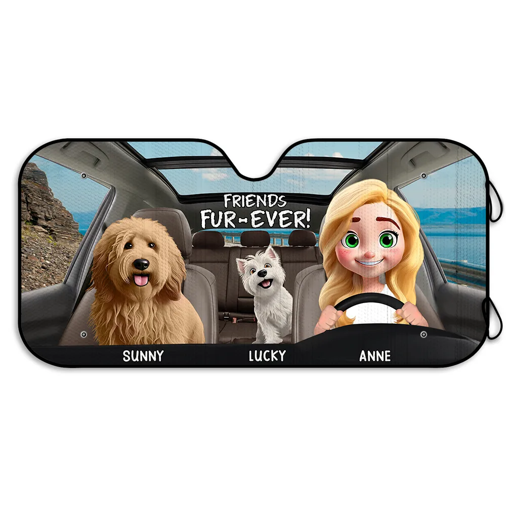 Gift For Yourself,Dog Lovers,Dog Mom,Dog Dad - Friends Fur-ever - Personalized Auto Sunshade