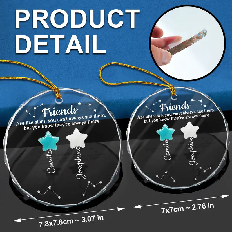 Gift For Bestie - Friends Sisters Siblings Are Like Stars Sea Glass - Personalized Circle Glass Ornament