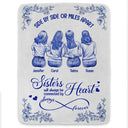 Gift For Bestie,Gift For Sisters,Gift For Women,Long Distance,Christmas,Happy - Friends Sisters Will Always Be Connected By Heart Chinoiserie Toile Besties - Personalized Fleece Blanket, Sherpa Blanket