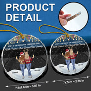 Christmas, Gift For Bestie, Happy - Friends That Turn Into Family Backside - Personalized Circle Glass Ornament