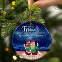 Gift For Women,Gift For Bestie,Christmas,Happy - Friends We Meet Along The Way Christmas - Personalized Circle Ceramic Ornament