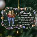 Gift For Bestie, Old Best friends, Gift For Sisters, Happy, Christmas - Friendship Isn't About Who You've Known The Longest - Personalized Medallion Glass Ornament