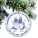 Happy,Christmas,Gifts For Colleagues,Gift For Bestie - Friendships May Start At The Workplace Colleagues Toile - Personalized Circle Ceramic Ornament