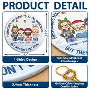 Friendships May Start At The Workplace Christmas Colleagues Chibi - Personalized Circle Ceramic Ornament