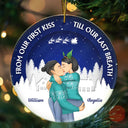 Gift For Couples, Gift For Men, Gift For Women, Gift For Boyfriend, Gift For Girlfriend, Christmas, Love - From Our First Kiss Couple Christmas - Personalized Circle Acrylic Ornament