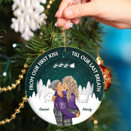 Gift For Couples, Gift For Men, Gift For Women, Gift For Boyfriend, Gift For Girlfriend, Christmas, Love - From Our First Kiss Couple Christmas - Personalized Circle Acrylic Ornament