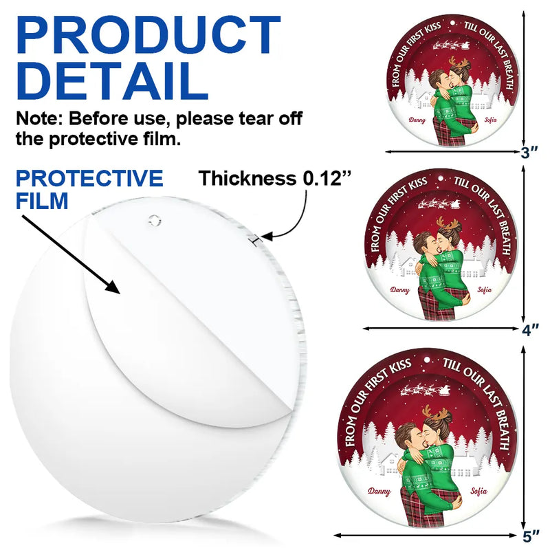 Gift For Couples, Gift For Men, Gift For Women, Gift For Boyfriend, Gift For Girlfriend, Christmas, Love - From Our First Kiss Couple Christmas - Personalized Circle Acrylic Ornament