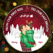 Gift For Couples, Gift For Men, Gift For Women, Gift For Boyfriend, Gift For Girlfriend, Christmas, Love - From Our First Kiss Couple Christmas - Personalized Circle Acrylic Ornament