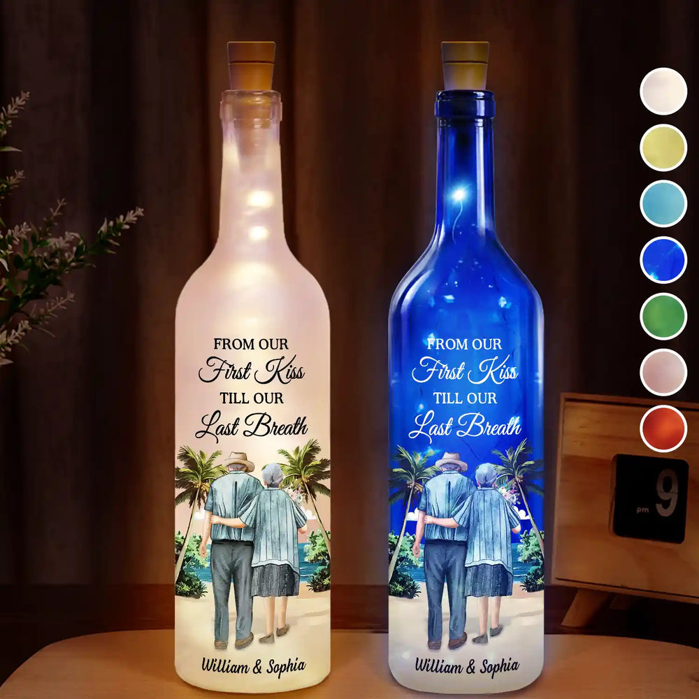 From Our First Kiss Old Couple - Personalized Bottle Light