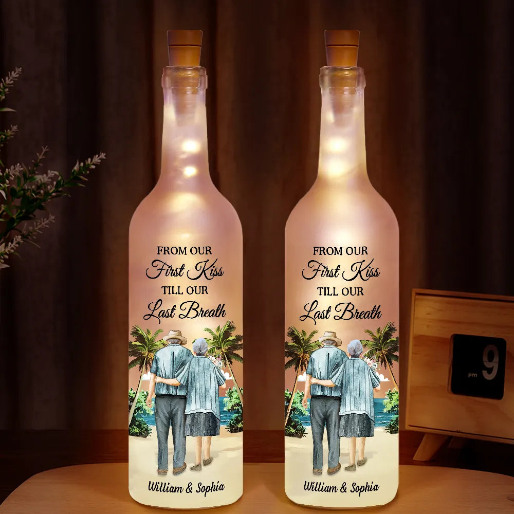 From Our First Kiss Old Couple - Personalized Bottle Light