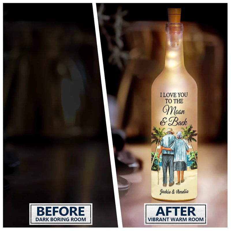 Old Couples, Gift For Husband, Gift For Wife, Gift For Boyfriend, Gift For Girlfriend, Love - From Our First Kiss Old Couple - Personalized Bottle Light