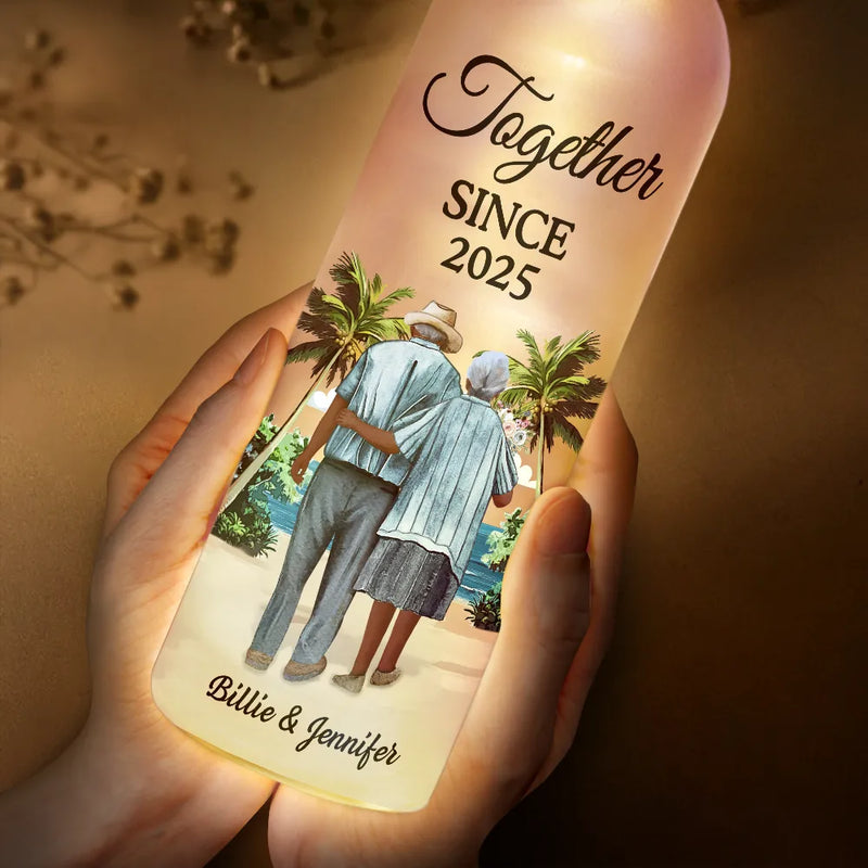 Old Couples, Gift For Husband, Gift For Wife, Gift For Boyfriend, Gift For Girlfriend, Love - From Our First Kiss Old Couple - Personalized Bottle Light