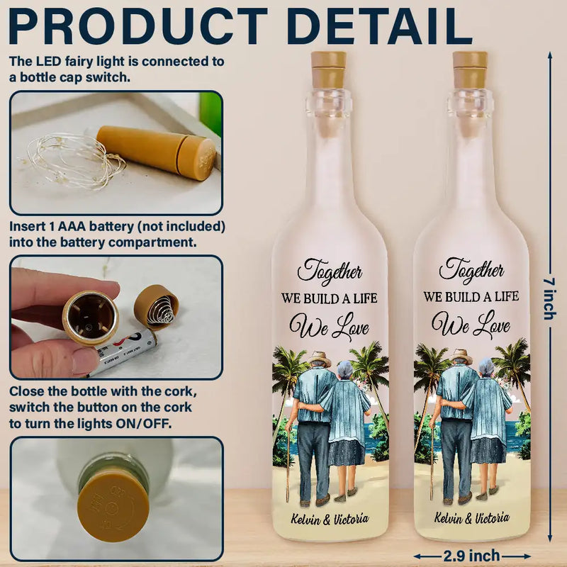 Old Couples, Gift For Husband, Gift For Wife, Gift For Boyfriend, Gift For Girlfriend, Love - From Our First Kiss Old Couple - Personalized Bottle Light