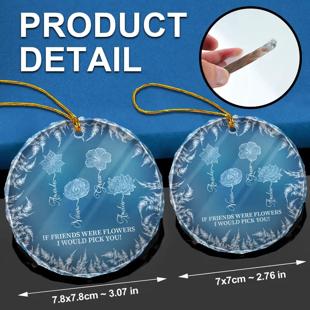 Gift For Bestie,Old Best friends,Love,Christmas - Frost Birth Flower Grow An Old Friend - Personalized Circle Glass Ornament