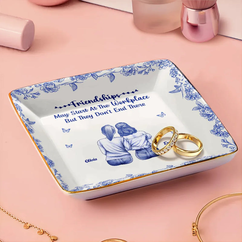 Gift For Bestie, Happy, Christmas, Gifts For Colleagues - Fun And Laughter Made Us Work Bestie - Personalized Ring Dish