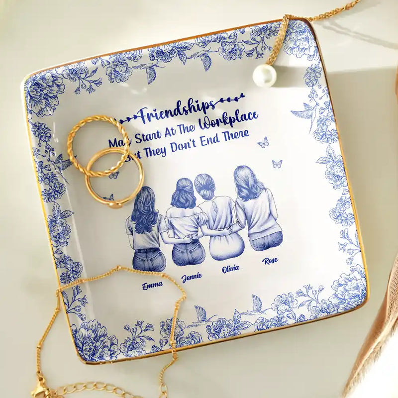 Gift For Bestie, Happy, Christmas, Gifts For Colleagues - Fun And Laughter Made Us Work Bestie - Personalized Ring Dish