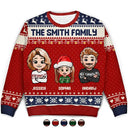 Family,Gift For Couples,Parents,Happy,Christmas - Fun Family Couple Pixel Art - Personalized Unisex Ugly Sweater