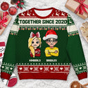 Family,Gift For Couples,Parents,Happy,Christmas - Fun Family Couple Pixel Art - Personalized Unisex Ugly Sweater