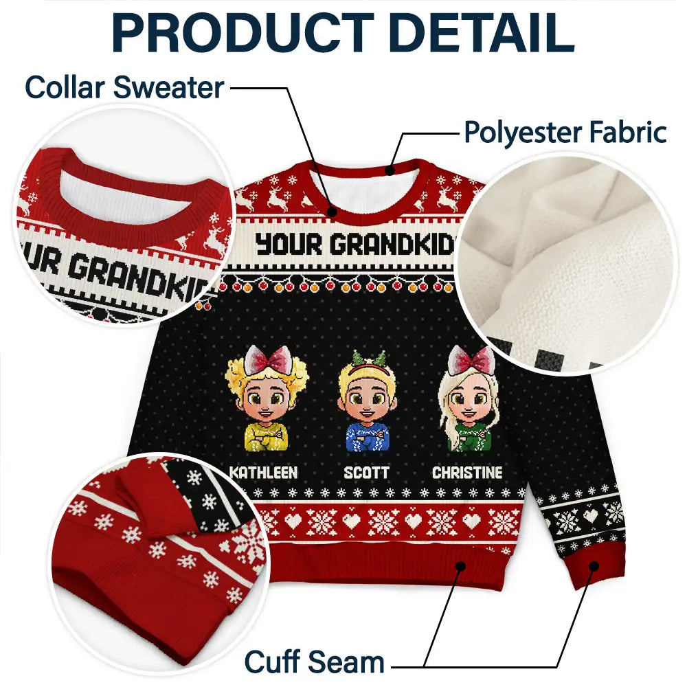 Family,Gift For Couples,Parents,Happy,Christmas - Fun Family Couple Pixel Art - Personalized Unisex Ugly Sweater